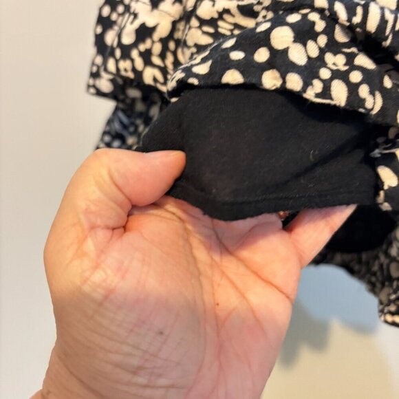 Maeve by Anthropologie Linen Blend Black Cream Print Tiered Mini Skirt - Picture 9 of 13